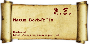 Matus Borbála névjegykártya